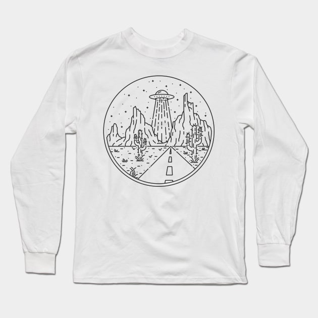 UFO in the Desert Vintage Alien Long Sleeve T-Shirt by Teequeque